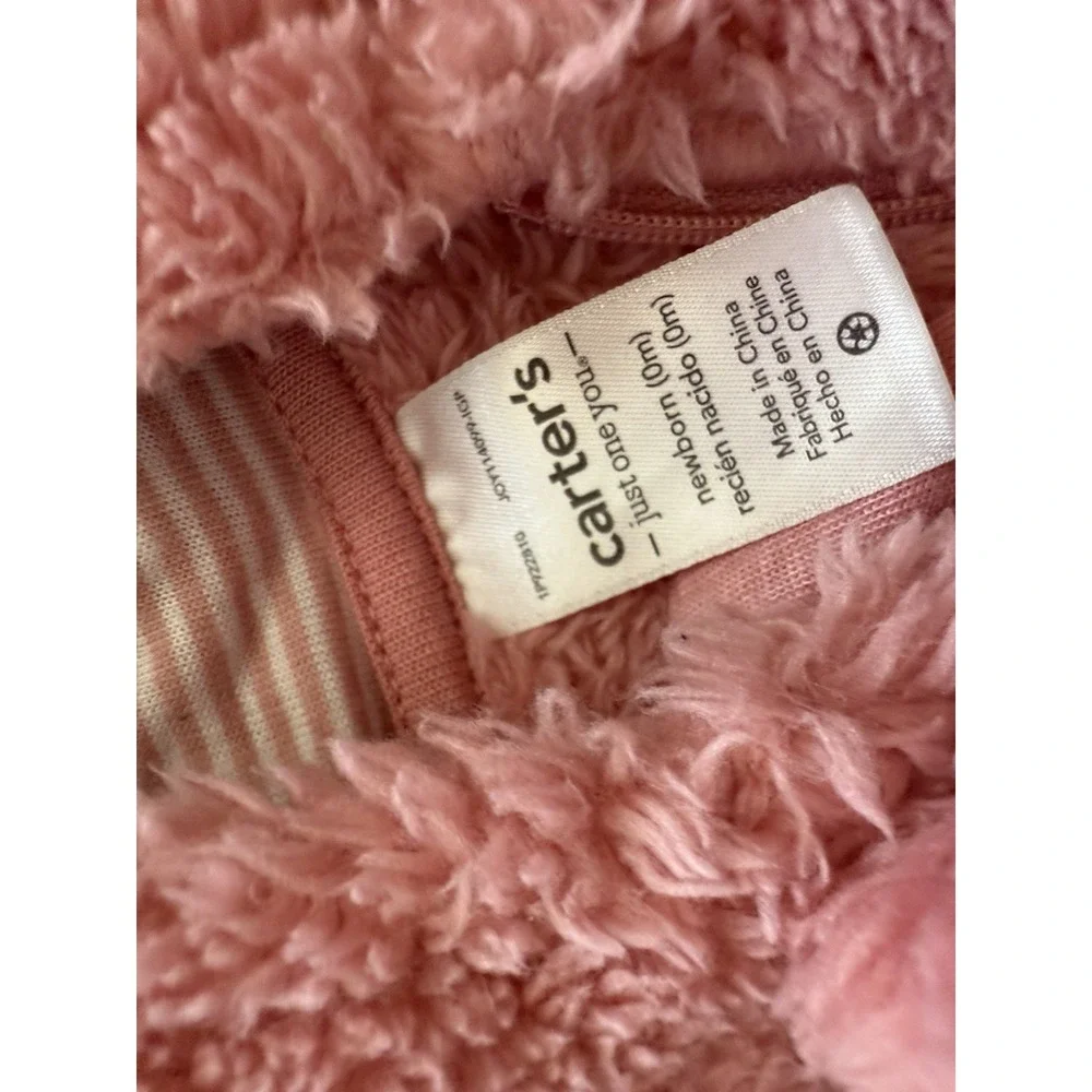 Carters Newborn Pink Teddy Bear One Piece Warm Suit